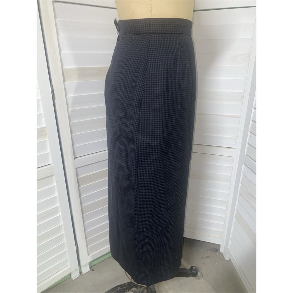 Mark Shale Plaid Check Black Gray Wool Pencil Skirt Lined Size Small - Picture 3 of 8